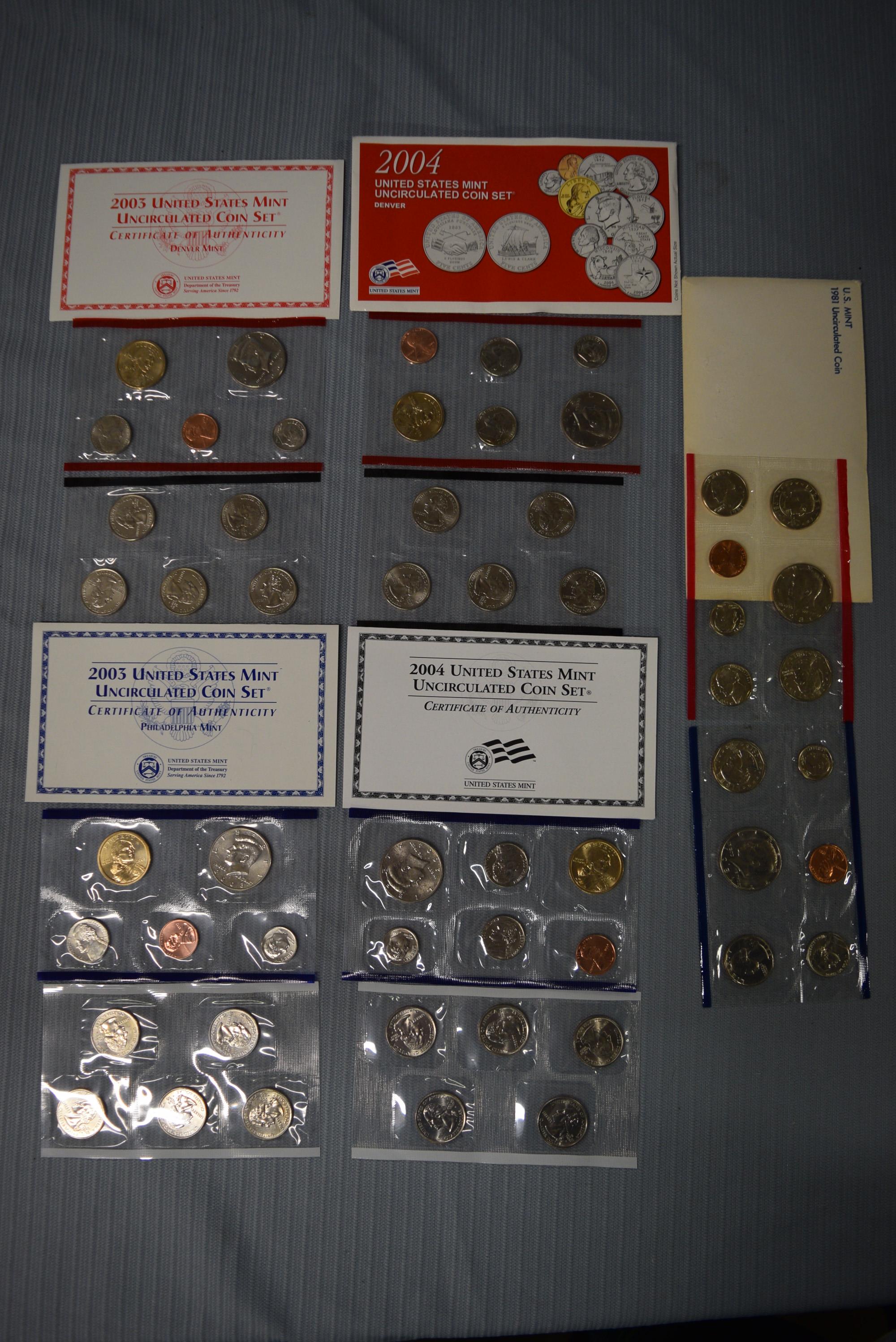 5 SETS OF UNCIRCULATED US MINT COINS!