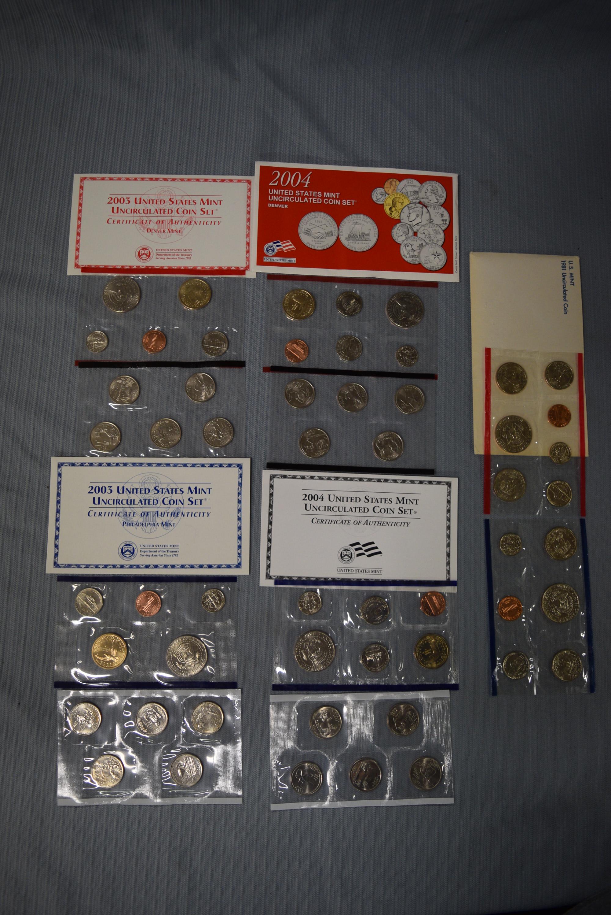 5 SETS OF UNCIRCULATED US MINT COINS!