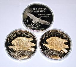 TWO (2) HALF-POUND and ONE (1) FOUR OUNCE .999 FINE SILVER ROUNDS - 20 TROY OZ TOTAL