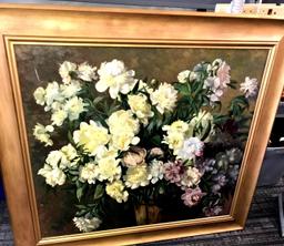 Framed Marie Osthaus Griffith painting signed 50 in x 45 in not many this size