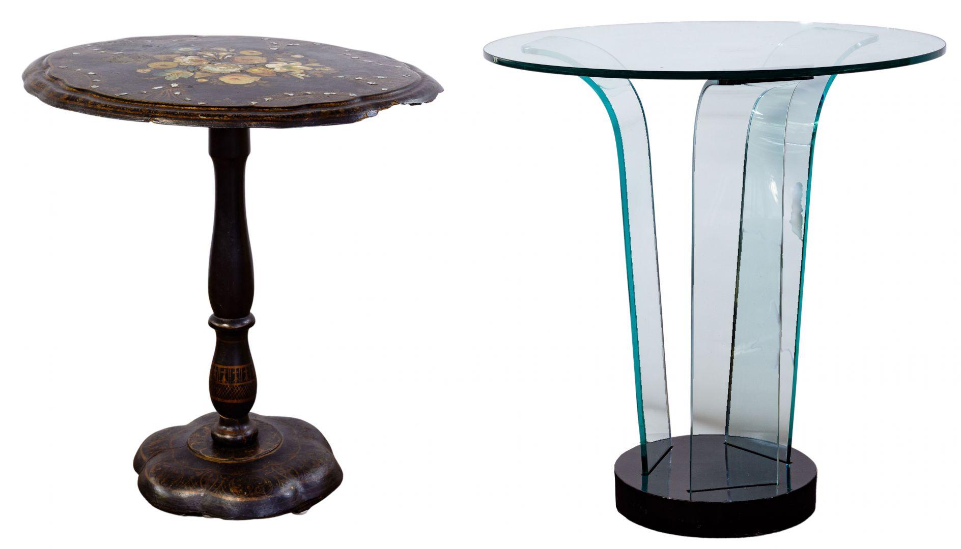 Victorian Papier-Mache Table and Glass Table