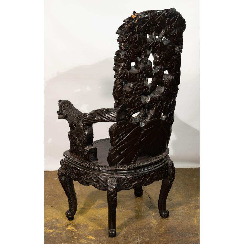 Japanese Carved Monkey Chair