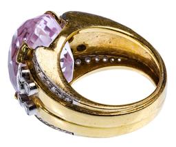 18k Yellow Gold, Pink Spinel and Diamond Ring
