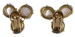 18k Yellow Gold, Cultured Pearl and Diamond Earrings