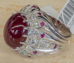 Jaqu De Lili 18k White Gold, Ruby and Diamond Ring