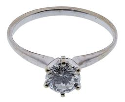 14k White Gold Solitaire Diamond Ring