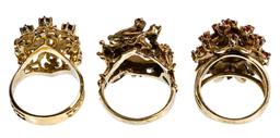 14k Yellow Gold and Semi-Precious Gemstone Ring Assortment