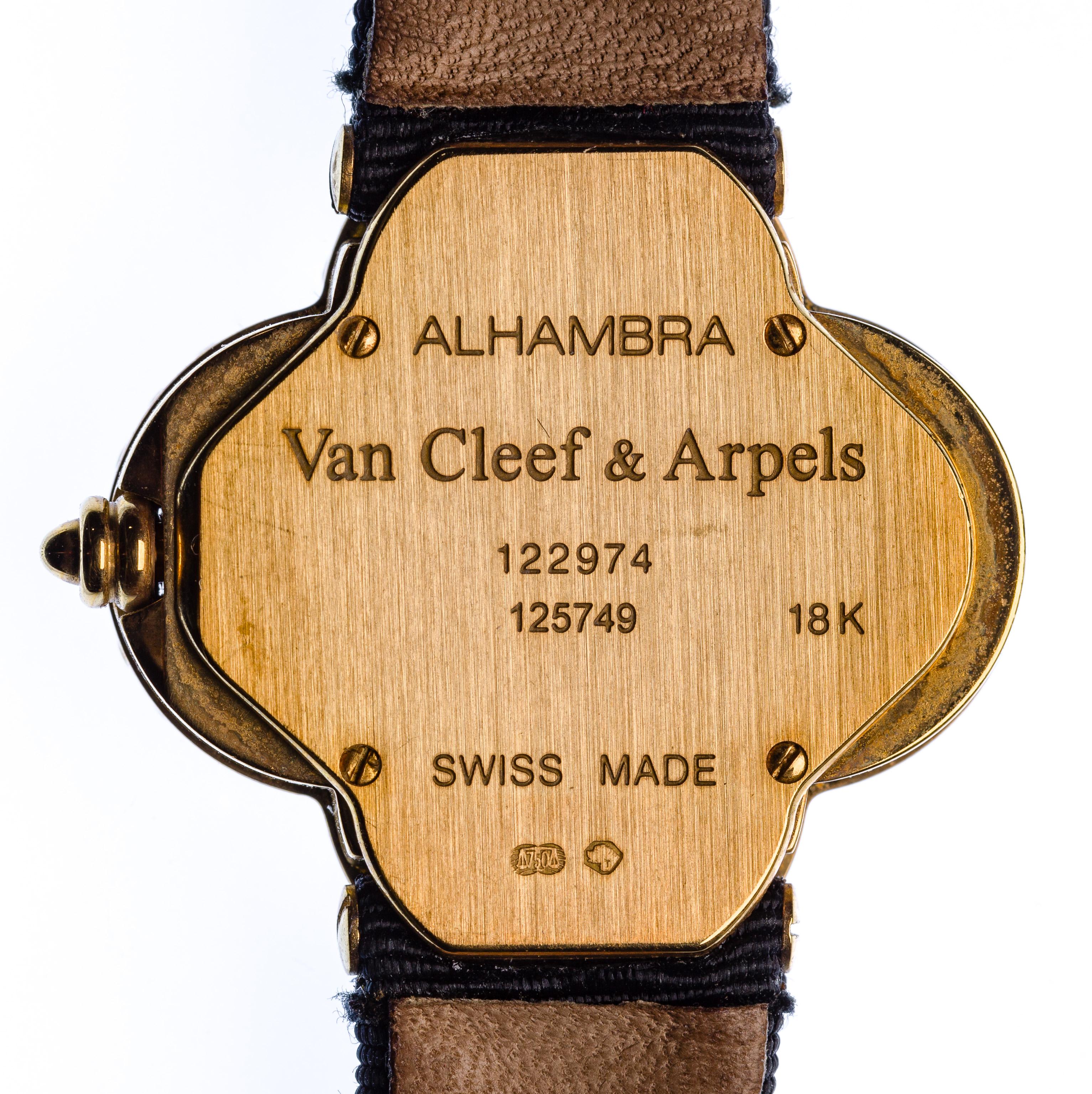 Van Cleef & Arpels 18k Yellow Gold 'Alhambra' Wristwatch