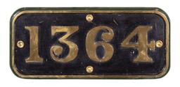 GWR Brass Cabside Numberplate 1364 ex 1361 Class 0-6-0ST