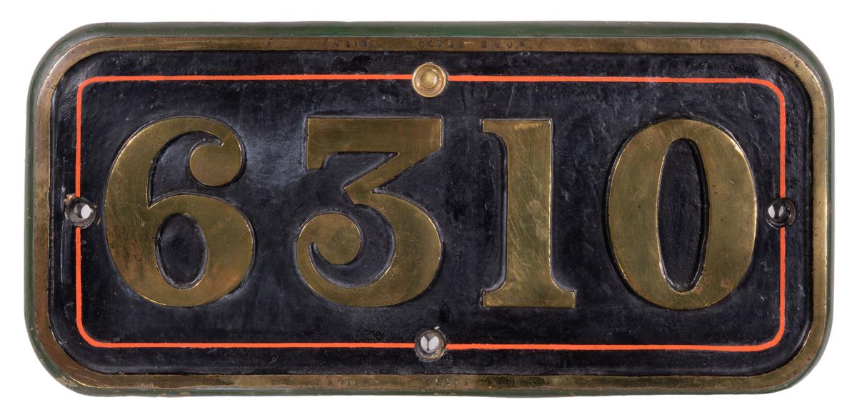 GWR Brass Cabside Numberplate 6310 ex 4300 Class 2-6-0