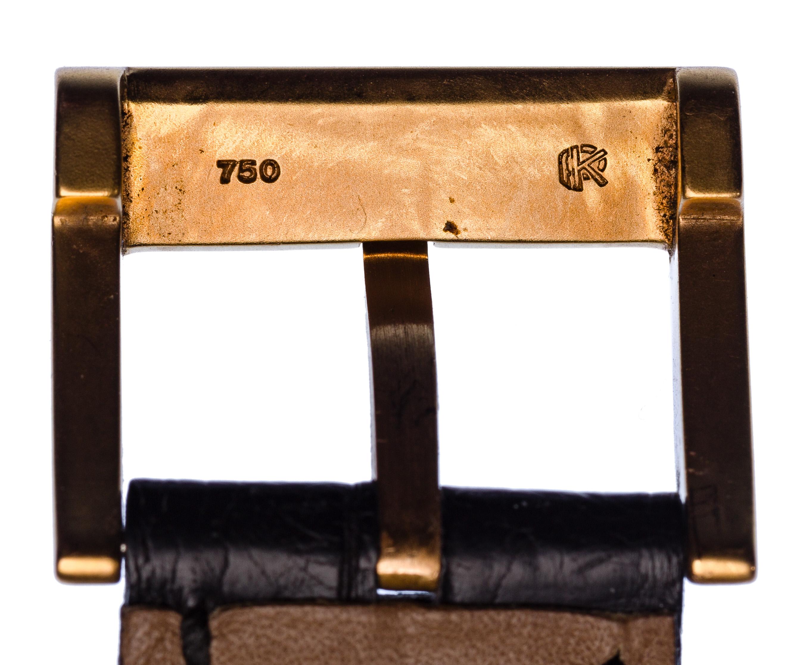 Pierre Kunz 18k Rose Gold Case and Buckle Challenger Classic Retrograde Wristwatch
