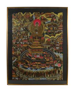 Himalayan Amitabha Buddha Black Background Thangka Painting