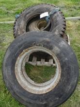 (2) N.O.S 10:00-20 TIRES, (1) 12.5X16 IMPLEMENT, (1) 11R24.5 MTD TIRE