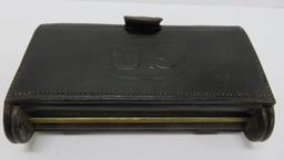 Original black leather McKeever cartridge Box, 6 1/2" x 4"