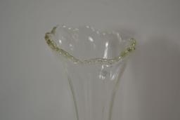 Pair of Anchor Hocking Star and Bars Milk Glass Vase and Clear 12" Stretch Vase