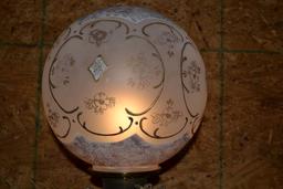 Vintage Electric Banquet Lamp Pot Metal and Marble; Shade is Reproduction; 35-1/2"