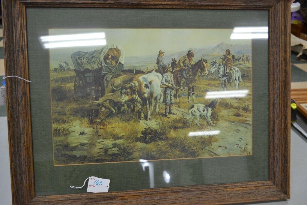 27"x 21" Framed Print "Wagon Train" by C.M. Russell 1898