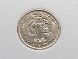 Seated Liberty Dime 1876-CC NNC Mint State Double Die Obverse