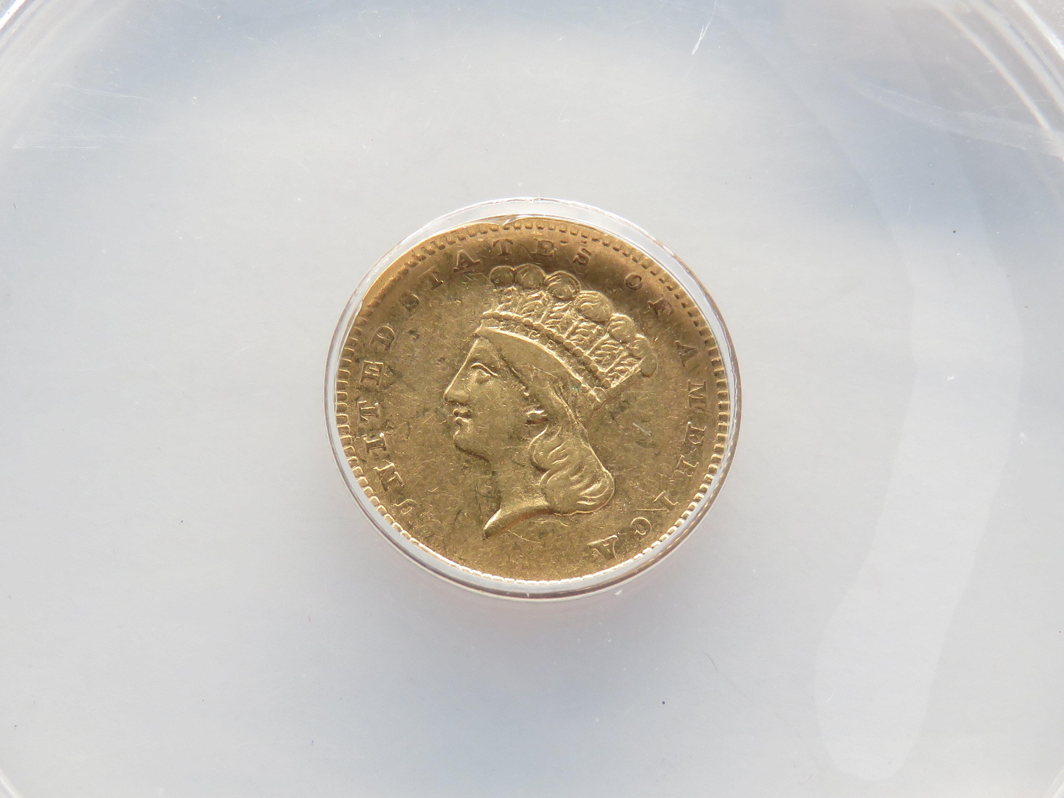 $1 Gold Indian Princess 1856 Slanted 5 ANACS EF40