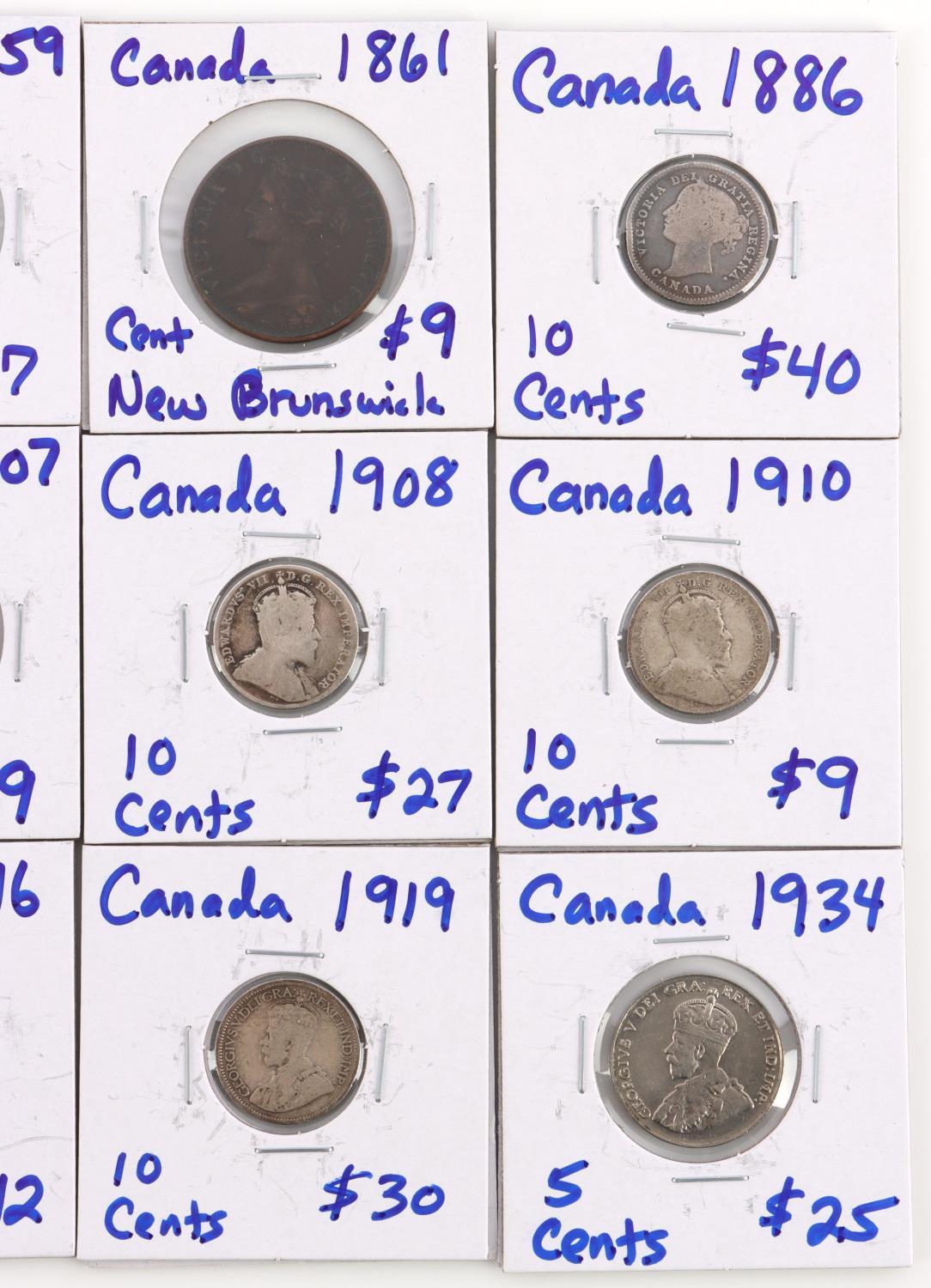 CANADA TOKEN AND COIN SILVER AND BRONZE LOT OF 15