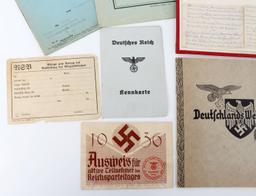 WWII GERMAN DOCUMENT COLLECTION MEDALS AUSWEISS