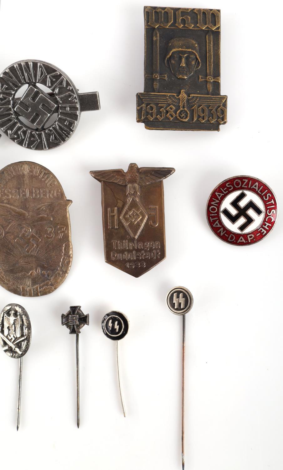 LOT OF 20 WWII GERMAN REICH TINNIES & STICK BADGES
