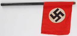 WWII GERMAN THIRD REICH HAND HELD PARADE FLAG