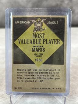 1961 Topps Roger Maris MVP Card #478
