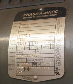 Phase-A-Matic Phase converter, single-phase to three-phase, comes with switch box (bring tools to...