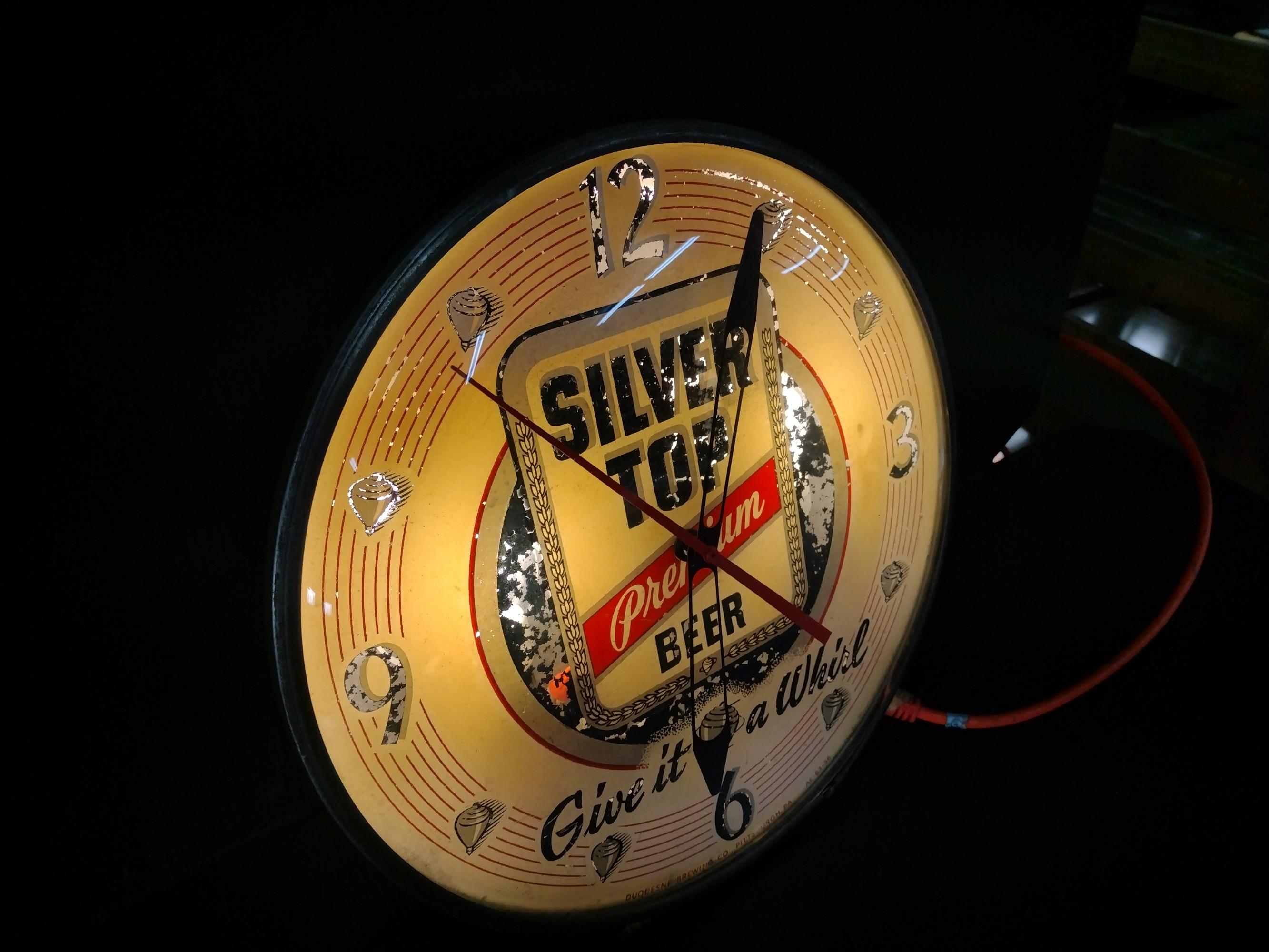 PAM Silver Top Premium Beer Advertising Clock