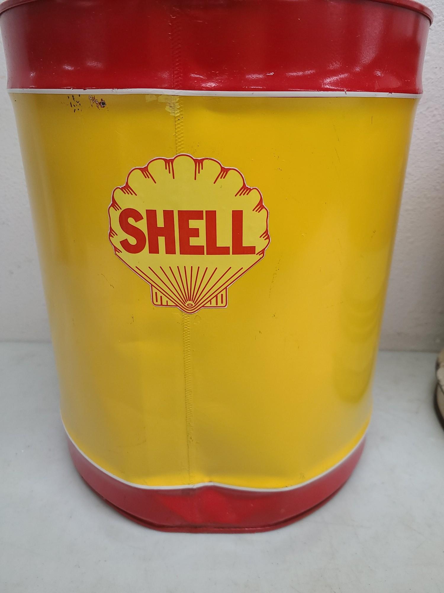 Polarine 5 Gallon Oil Can, Shell 5 Gallon Gas Can.