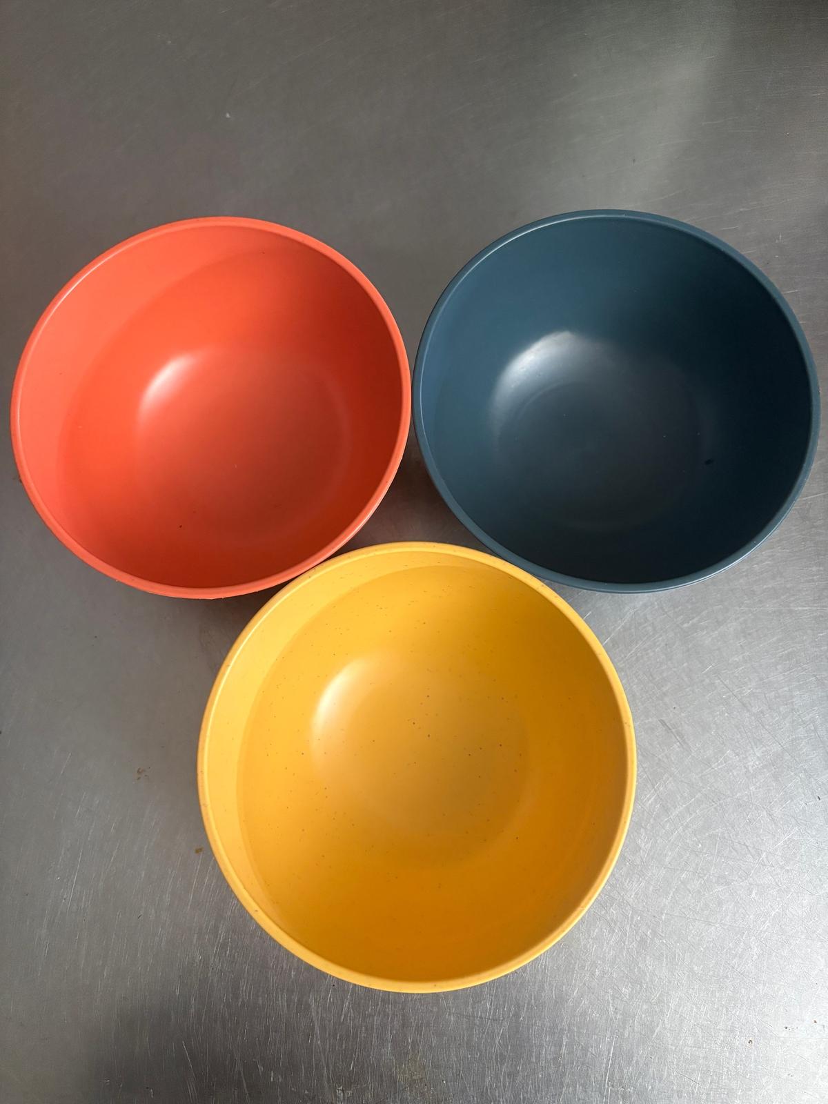(40) Plastic Salsa Bowls - Terracotta, Yellow, Green and Blue