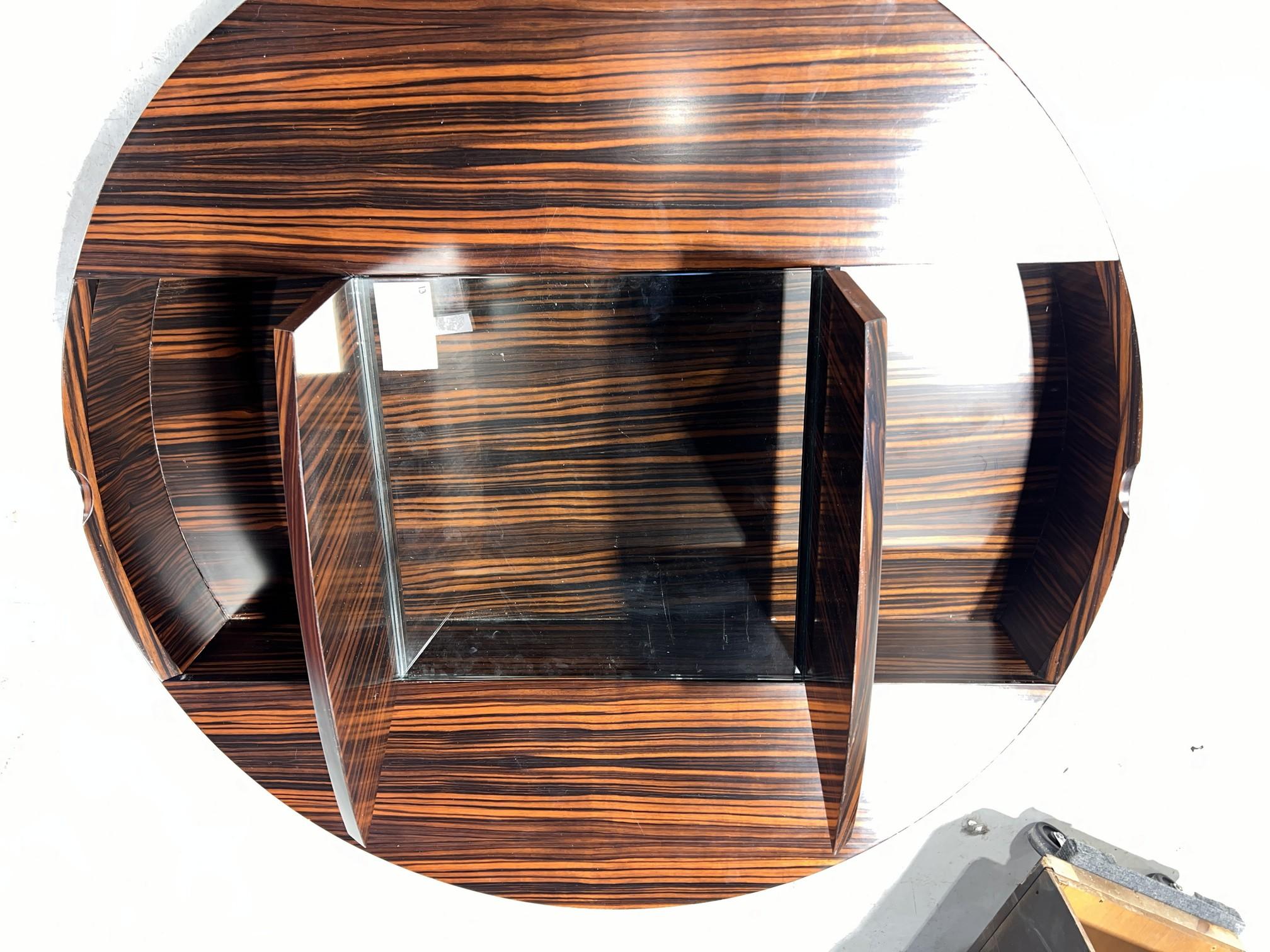 Round Coffee Table in Ebony Makassar with Center Opening for Displays - 47.5" in Diameter