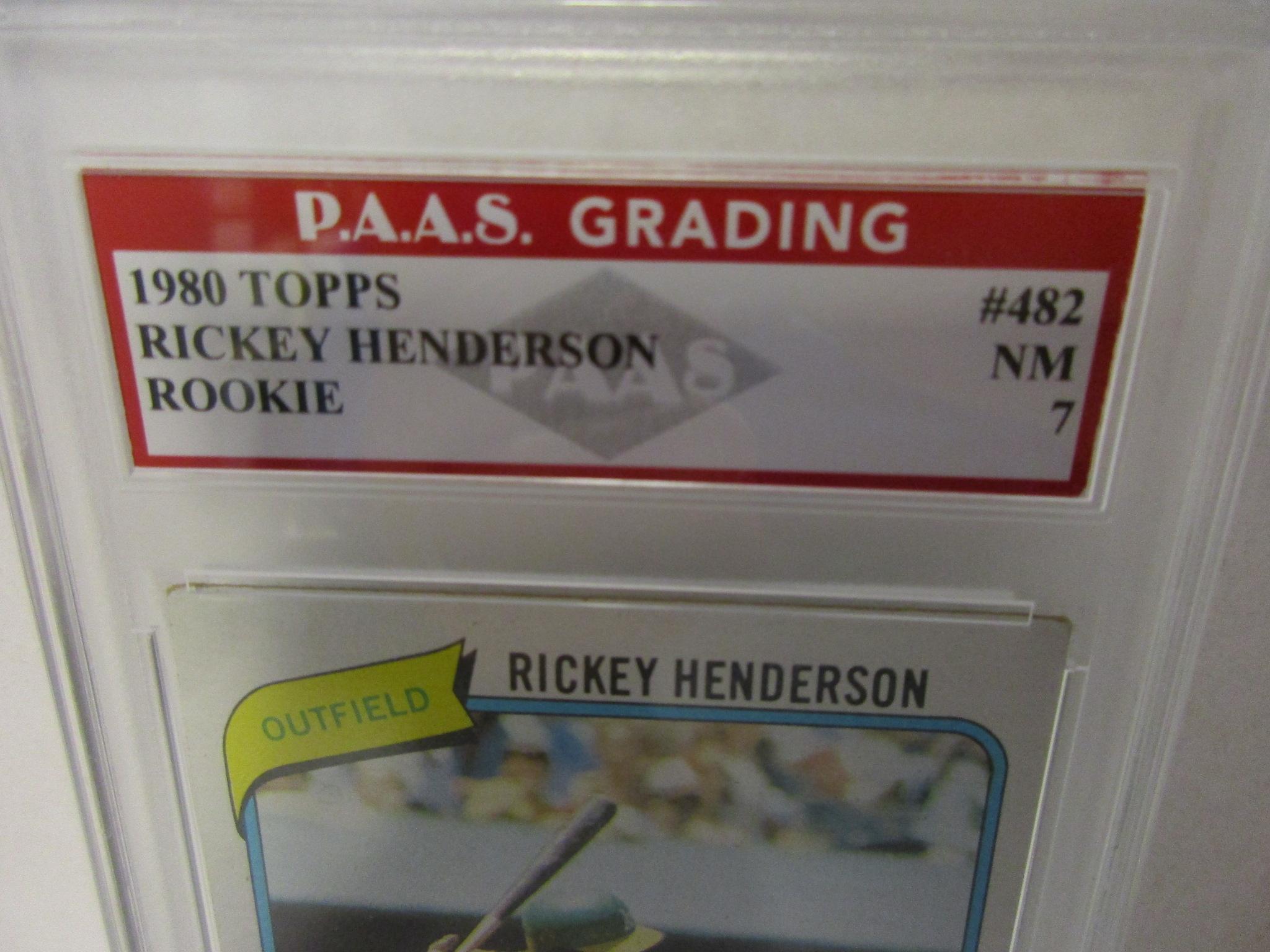 Rickey Henderson Oakland A's 1980 Topps ROOKIE #482 graded PAAS NM 7