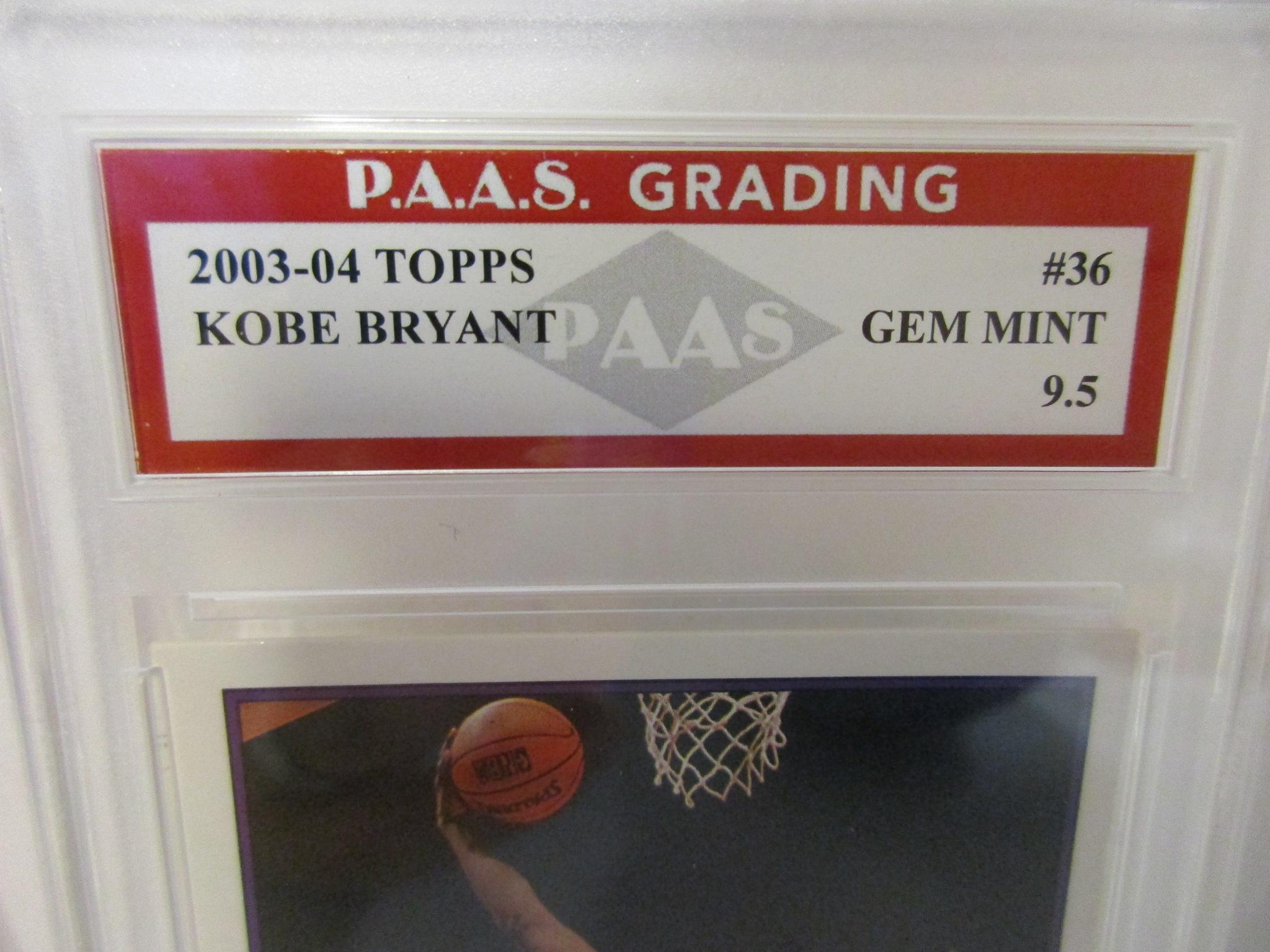 Kobe Bryant LA Lakers 2003-04 Topps #36 graded PAAS Gem Mint 9.5