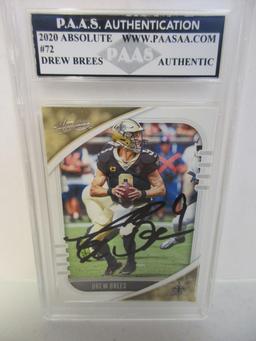 Drew Brees of the New Orleans Saints signed autographed slabbed sportscard PAAS Holo 777