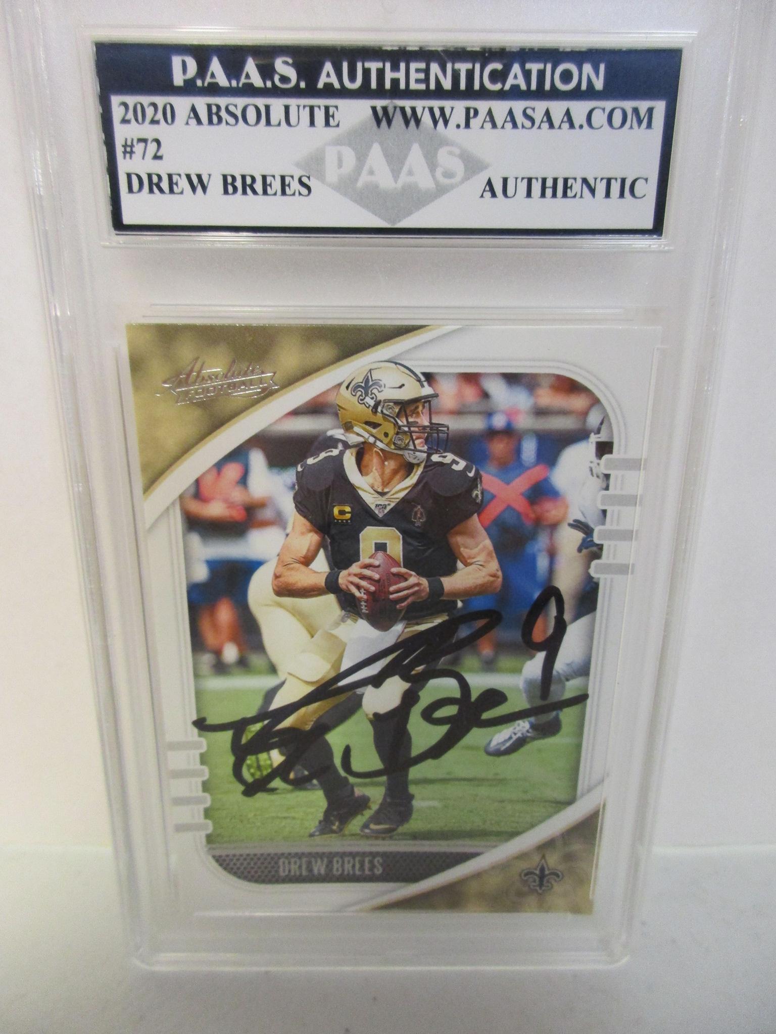 Drew Brees of the New Orleans Saints signed autographed slabbed sportscard PAAS Holo 777