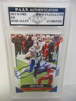 Josh Allen of the Buffalo Bills signed autographed slabbed sportscard PAAS Holo 027