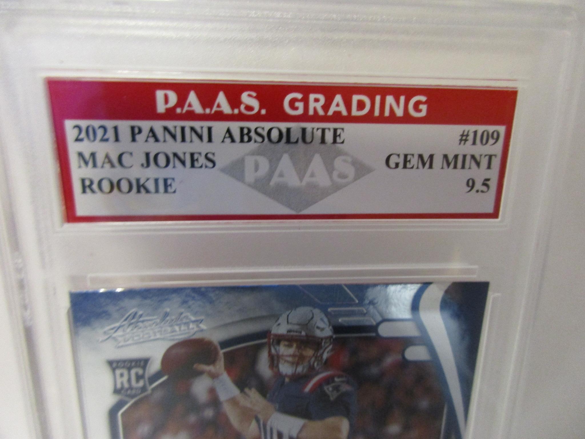 Mac Jones Patriots 2021 Panini Absolute ROOKIE #109 graded PAAS Gem Mint 9.5