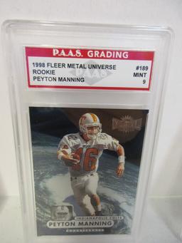 Peyton Manning Tennessee 1998 Fleer Metal Universe ROOKIE #189 graded PAAS Mint 9