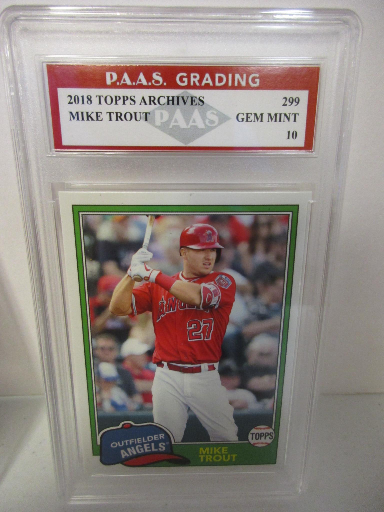 Mike Trout LA Angels 2018 Topps Archive #299 graded PAAS Gem Mint 10