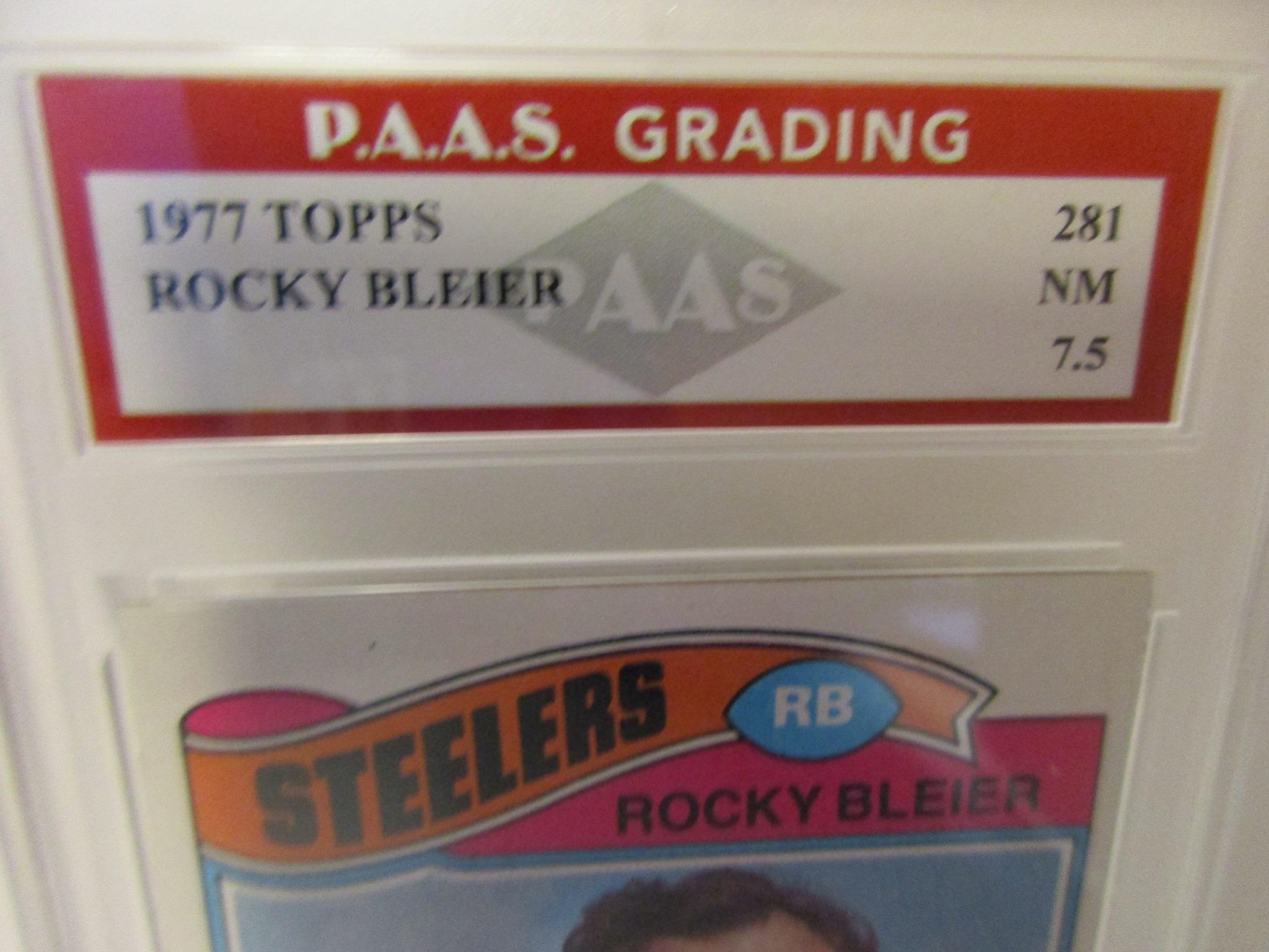 Rocky Bleir Pittsburgh Steelers 1977 Topps #281 graded PAAS NM 7