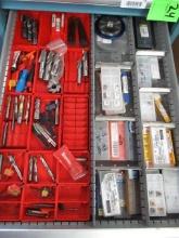 CONTENTS OF DRAWER - ASSORTED END MILLS & CUTTING INSERTS