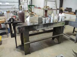 22" x 69" Metal Table w/Vise & Misc. Contents