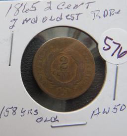 1865- 2 Cent Coin