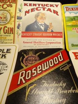 (6) Mint Condition Liquor Bottle Labels from the Post Prohibition Liquor era. Very colorful.