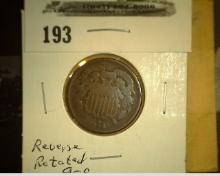 1864 U.S. Two Cent Piece, Good Reverse rotated 90 degrees.