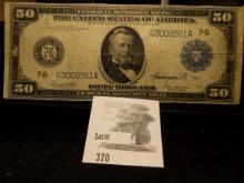 From our March, 2014 Coin Auction comes Series 1914 $50 Federal Reserve Note, 7-G Bank of Chicago, I