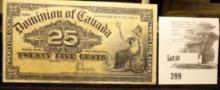 January 2nd, 1900 The Dominion of Canada 25c Banknote.