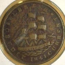 1841 Hard Times Token, Webster, Millions for Defence but not one Cent for Tribute.